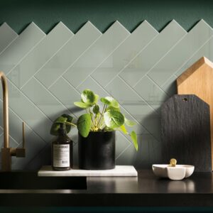 Light Green Gloss Subway Ceramic Tile