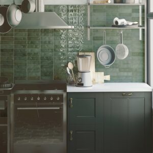 Green Varicoloured Gloss Subway Porcelain Tile