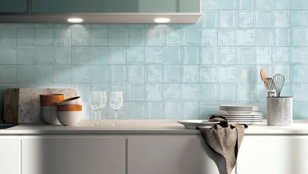 Green-blue Gloss Austere Handmade Look Tile