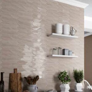 Tan Beige Gloss Elongated Hex Tile