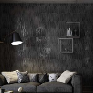 Charcoal Gloss Elongated Hex Tile