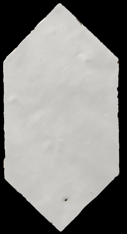 White Long Hex Gloss Handmade Moroccan Zellige