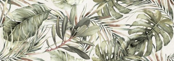 Green Leaves on Gream Background Feature Tile