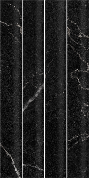 Black Satin Marble Look Concave Subway Tile