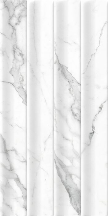 White Satin Marble Look Concave Subway Tile