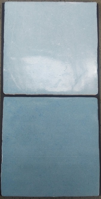 Cornflower-blue Matt Zellige Look Billowy
