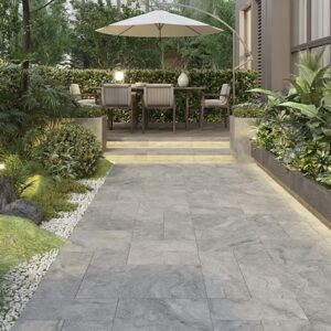 Grey Biege in/Out Travertine Look French Pattern