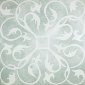 Green And White In/Out Encaustic Style Tile