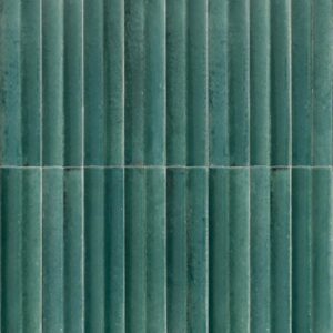 Mid Green Mix Gloss Flute Style Mediterranean Tile