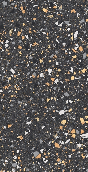 BLACK MATT LARGE PORCELAIN CHIP TERRAZZO LOOK TILE