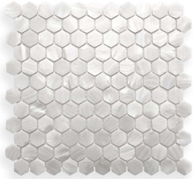 WHITE GLOSS HEXAGON CONCHA MOTHER OF PEARL