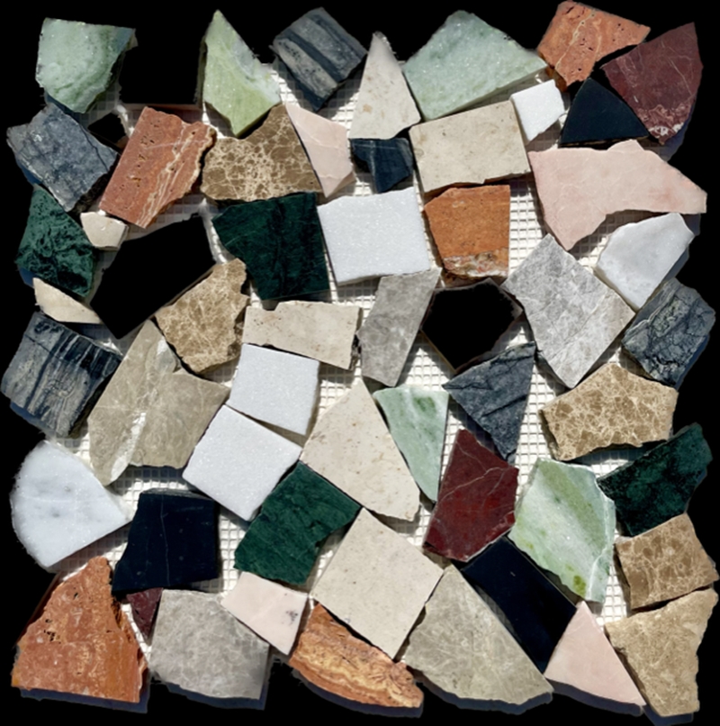 MIXED BROKEN HONED MARBLE PALLADIANO ROMANSQUE MOSAIC