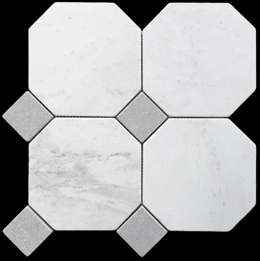 BIANCO ORO LIGHT OCT & CINDER GREY DOT TUMBLED MARBLE MOS