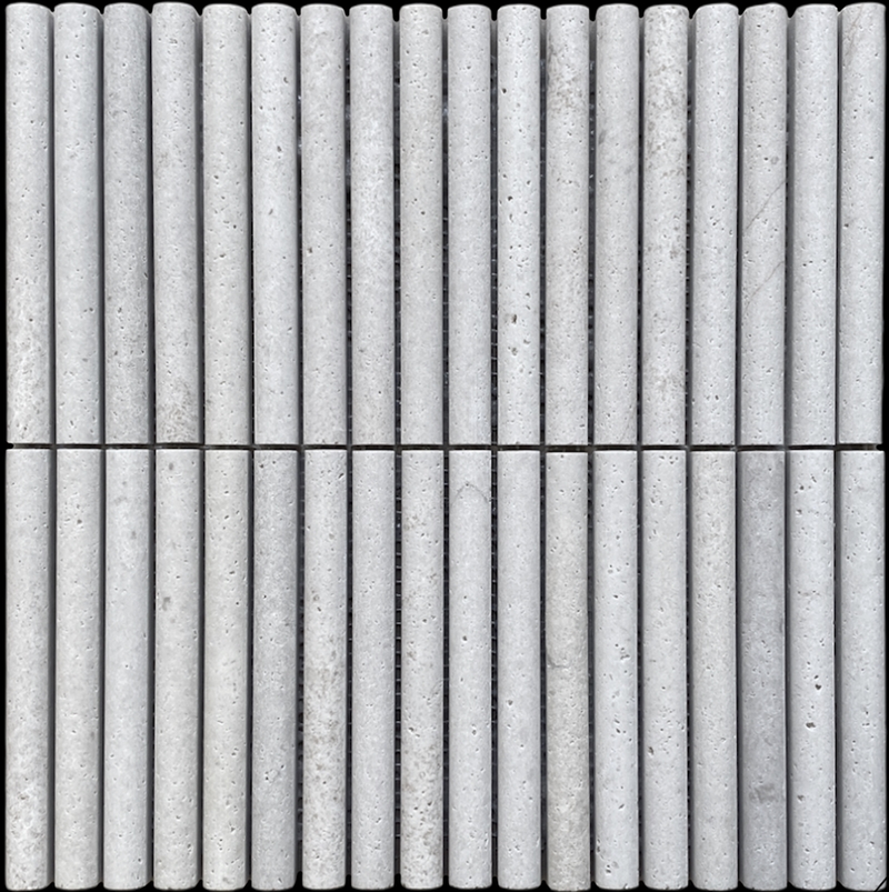 GREY TRAVERTINE HONED MARBLE MINI FLUTE MOSAIC