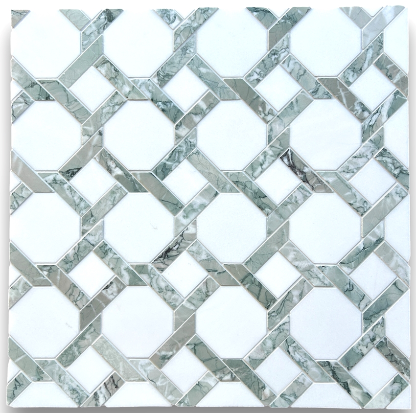 THASSOS OCTAGON & VERDI ANTIGUA HONED MARBLE