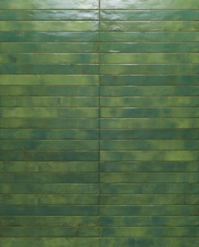 GREEN GLOSS ELONGATED BRICK SHAPE TILE