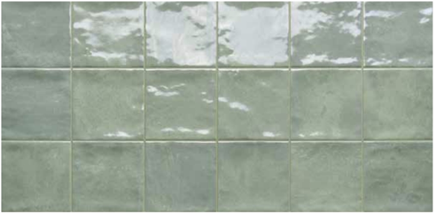 LIGHT GREEN BLUE GLOSS ZELLIGE LOOK TILE